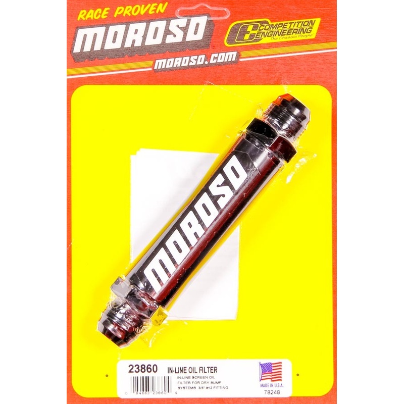 Moroso Inline Screened Oil Filter #12 AN Fittings