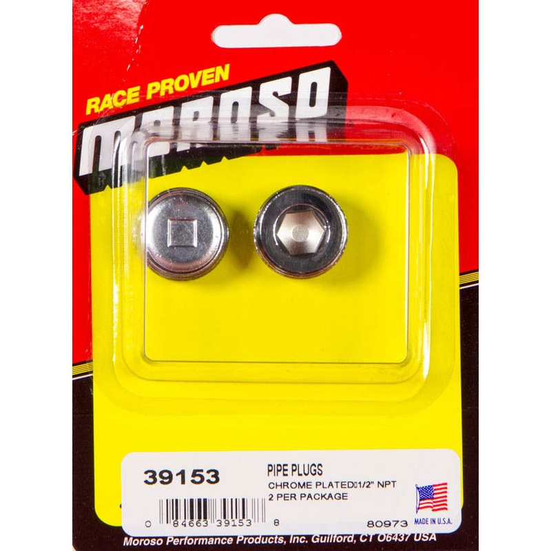 Moroso 1/2 NPT Chrome Pipe Plugs