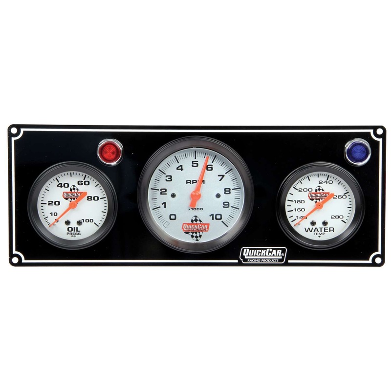 QuickCar 2-1 Gauge Panel OP/WT w/3 Tach Black