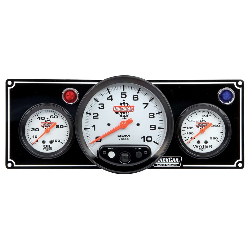 QuickCar 2-1 Gauge Panel OP/WT w/5 Tach Black