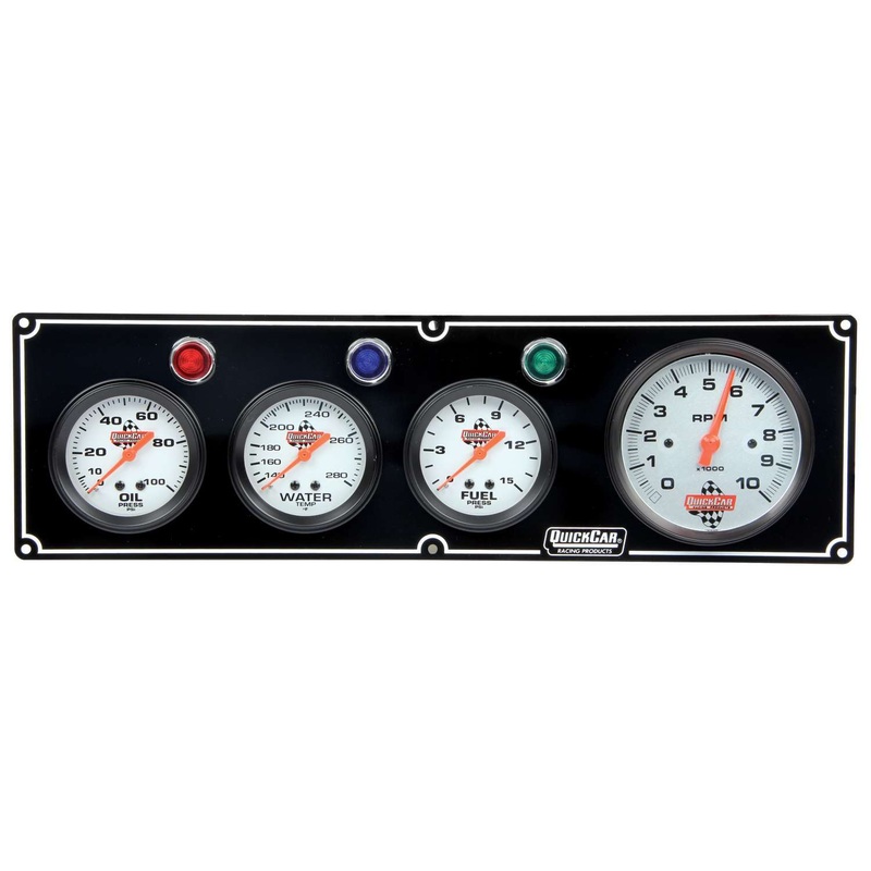 QuickCar 3-1 Gauge Panel OP/WT/FP w/3-3/8 Tach Black