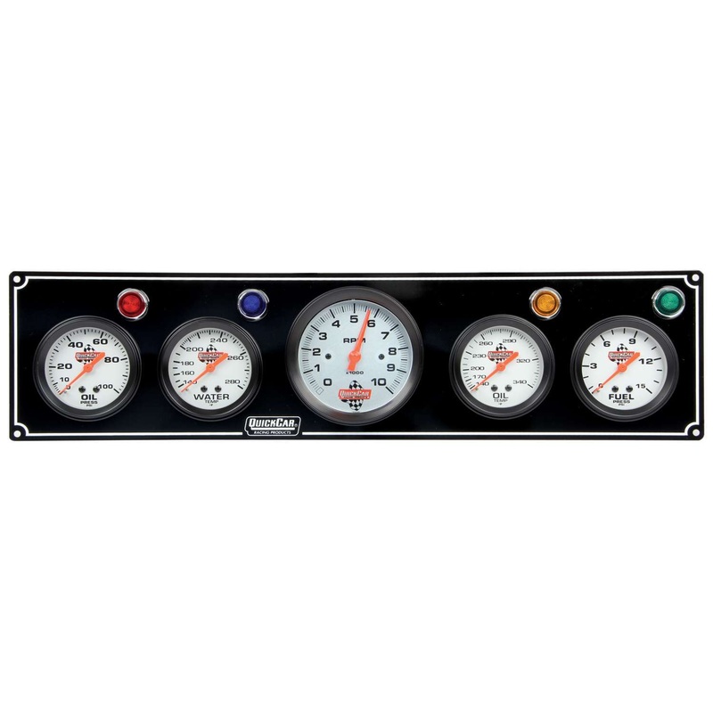 QuickCar 3-1 Gauge Panel OP/WT/OP /FP w/3-3/8 Tach Black