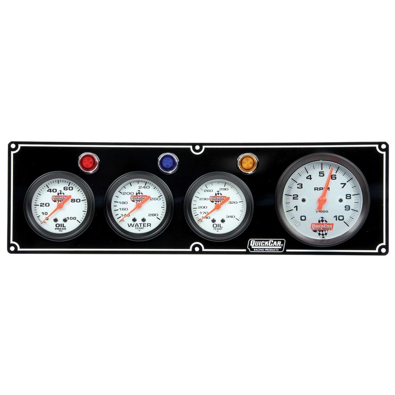 QuickCar 3-1 Gauge Panel OP/WT/OT w/3-3/8 Tach Black