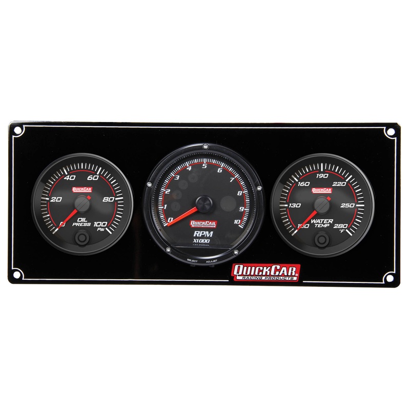 QuickCar Redline 2-1 Gauge Panel OP/WT w/Recall Tach