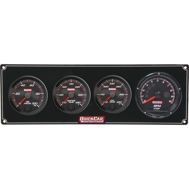 QuickCar Redline 3-1 Gauge Panel OP/WT/OT w/Recall Tach