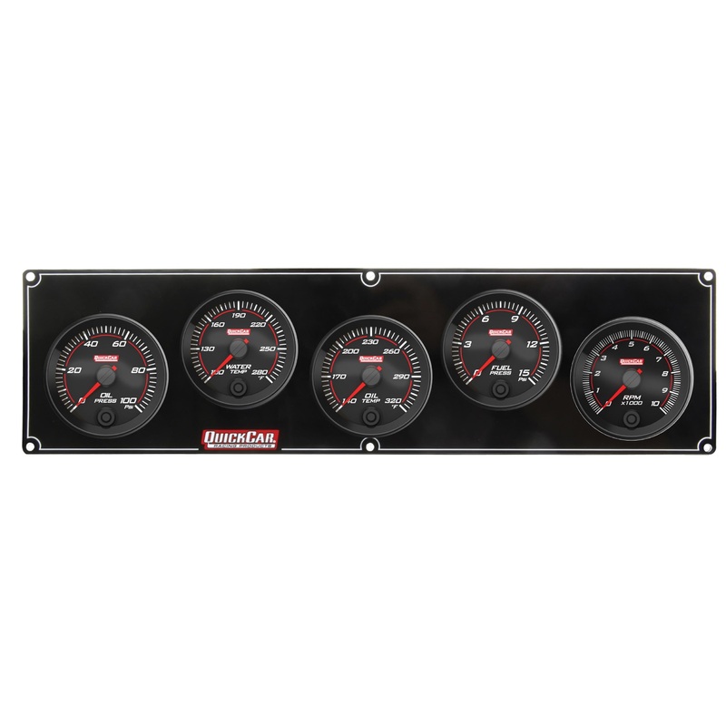 QuickCar Redline 4-1 Gauge Panel OP/WT/OT/FP w/2-5/8 Tach
