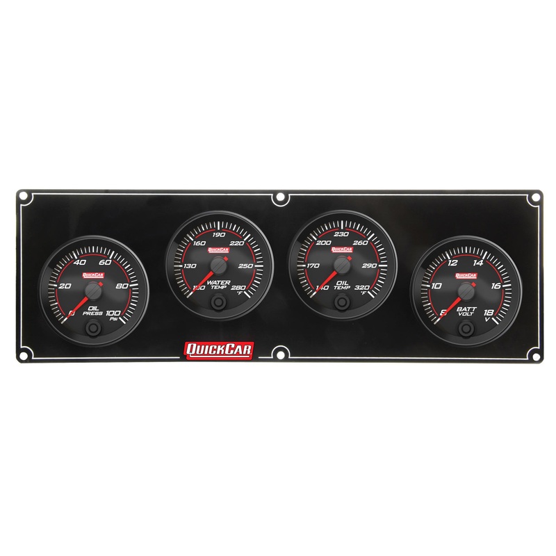QuickCar Redline 4 Gauge Panel OP/WT/OT/Volt