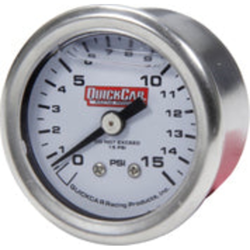 QuickCar Pressure Gauge 0-15 PSI 1.5 Liquid Filled