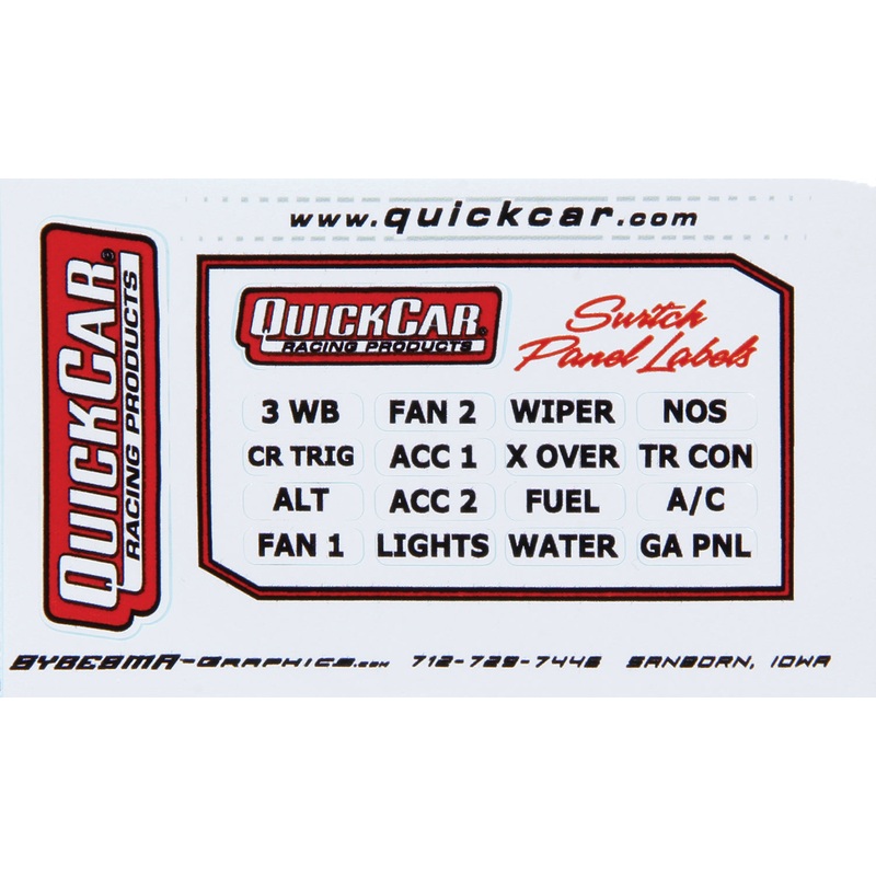 QuickCar Switch Panel Stickers Large Ignition Panels