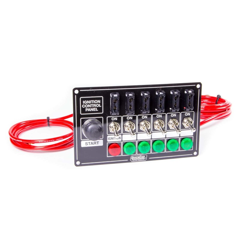 QuickCar Ignition Panel Black Fused w/Start Button & Lights