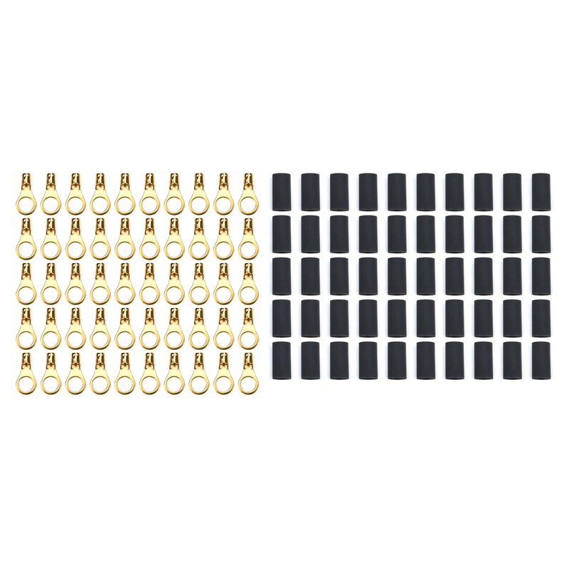 QuickCar Ring Terminal 3/8 8-10 Gauge w/Heat Shrink 50pk
