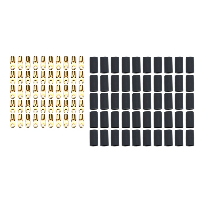 QuickCar Ring Terminal #8 8 Gauge w/Heat Shrink 50pk