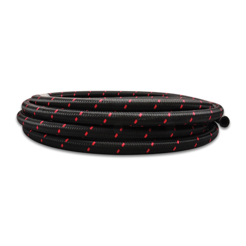 -12 Black Red Nylon Braid Flex Hose 10′ Roll 11972R