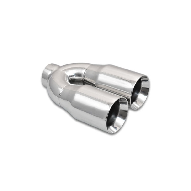 Dual 3.5 Round Stainless Steel Tips 2.5 Inlet 1339