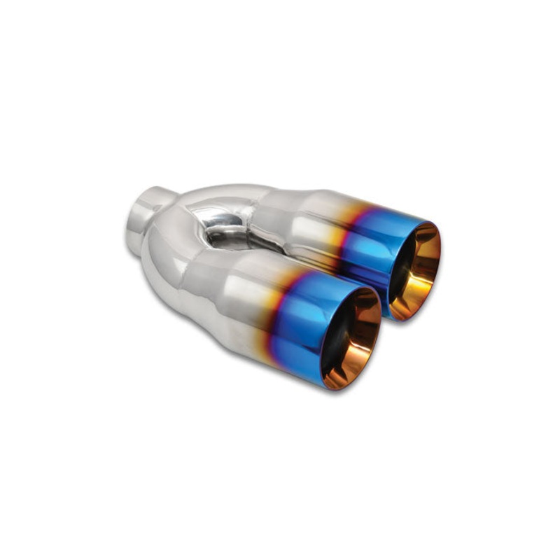 Dual 3.5 Round Stainless Steel Tips 2.5 Inlet 1339B