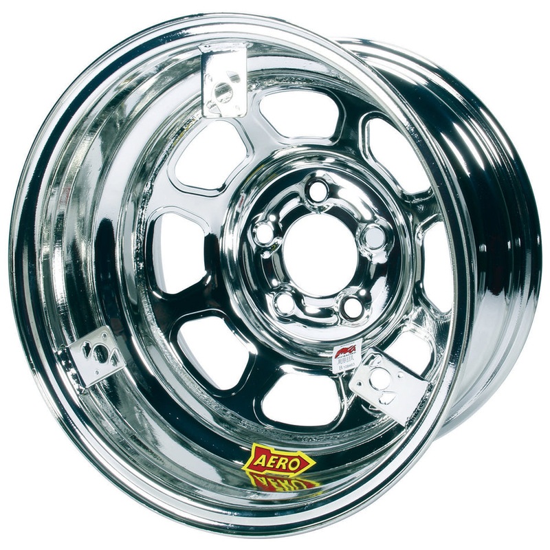 Aero Race Wheels 15X8 2 5.00 Chrome w/Tabs for Mud Cover