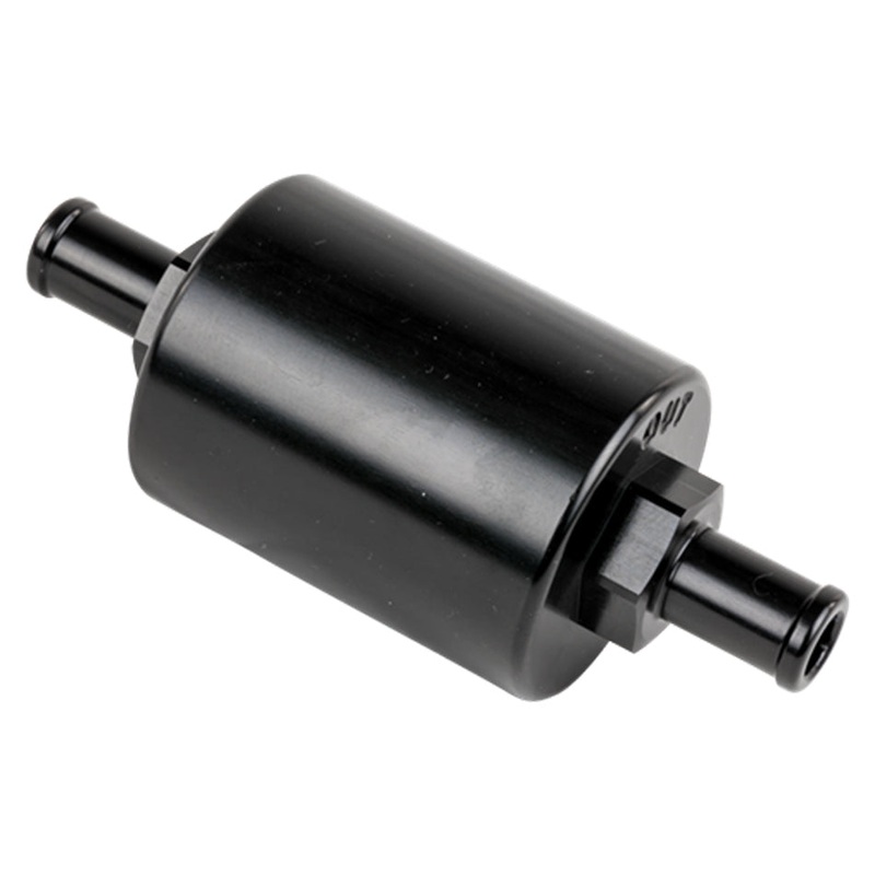 Billet Specialties Fuel Filter In-Line 3/8 Barbed Black