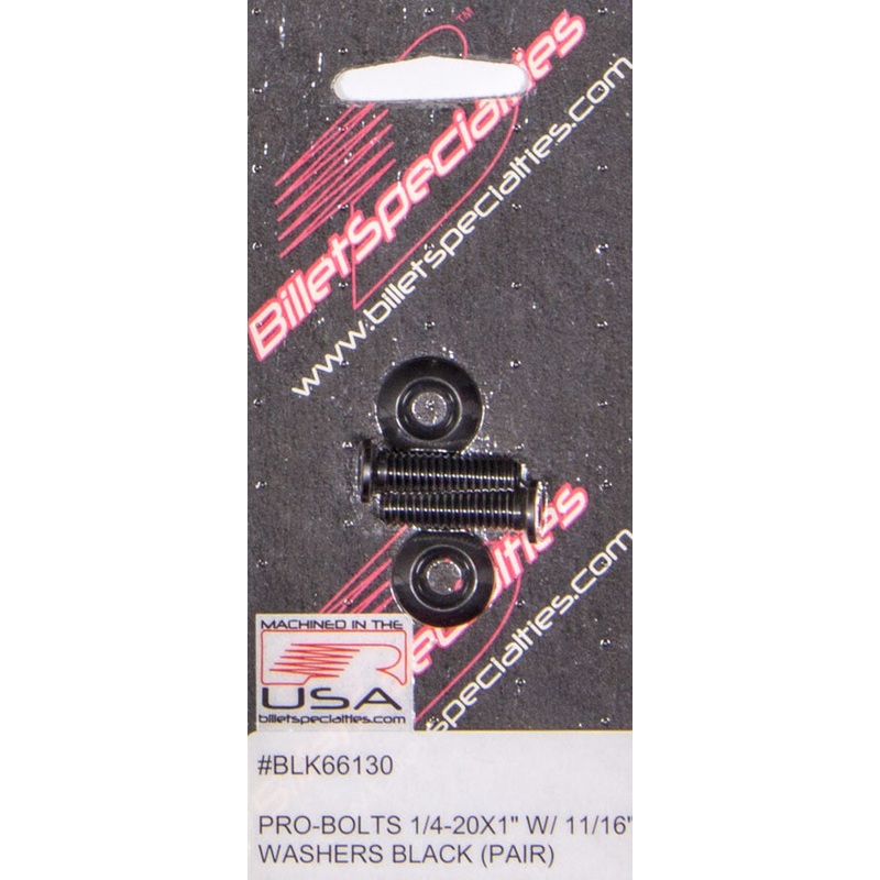 Billet Specialties 1/4-20×1 SS Bolts Black Pair
