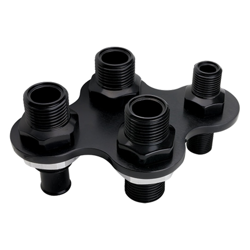 Billet Specialties A/C & Heat Bulkhead Push-On 4-Port Black