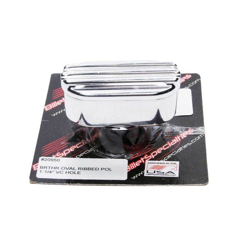 Billet Specialties Billet Breather Oval Ribbed 1-1/4 VC Hole