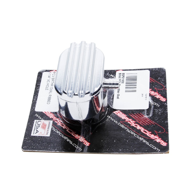 Billet Specialties Billet PCV Breather Oval Ribbed 1-1/4 VC Hole