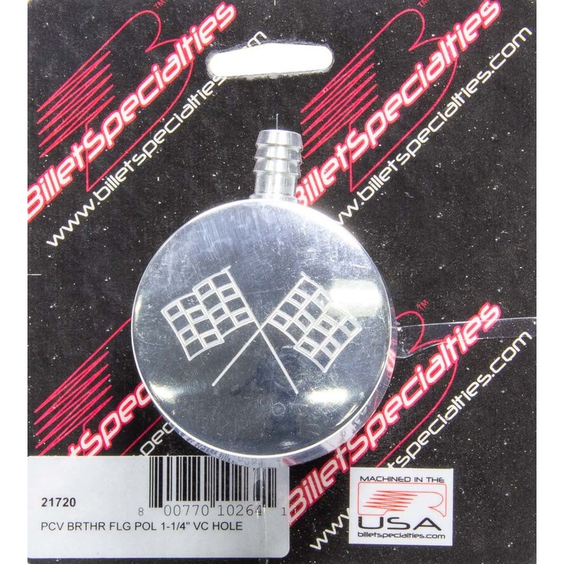 Billet Specialties Polished PCV Breather Cross-Flags Logo