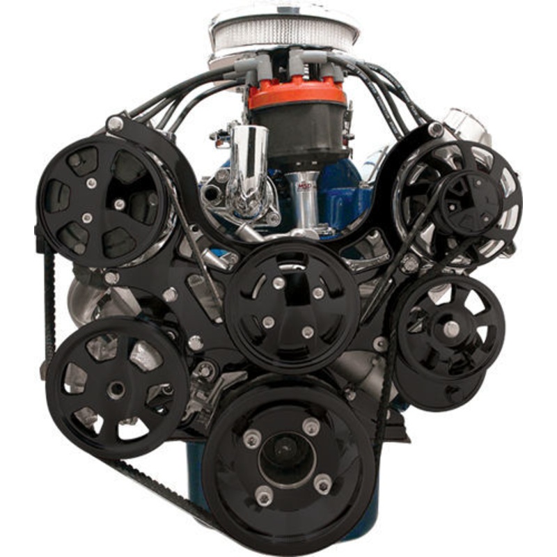 Billet Specialties Pulley Kit SBF Tru Trac Black P/S & A/C