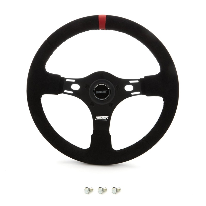 Grant 1081 Race Steering Wheel Suede 13 Red Stripe