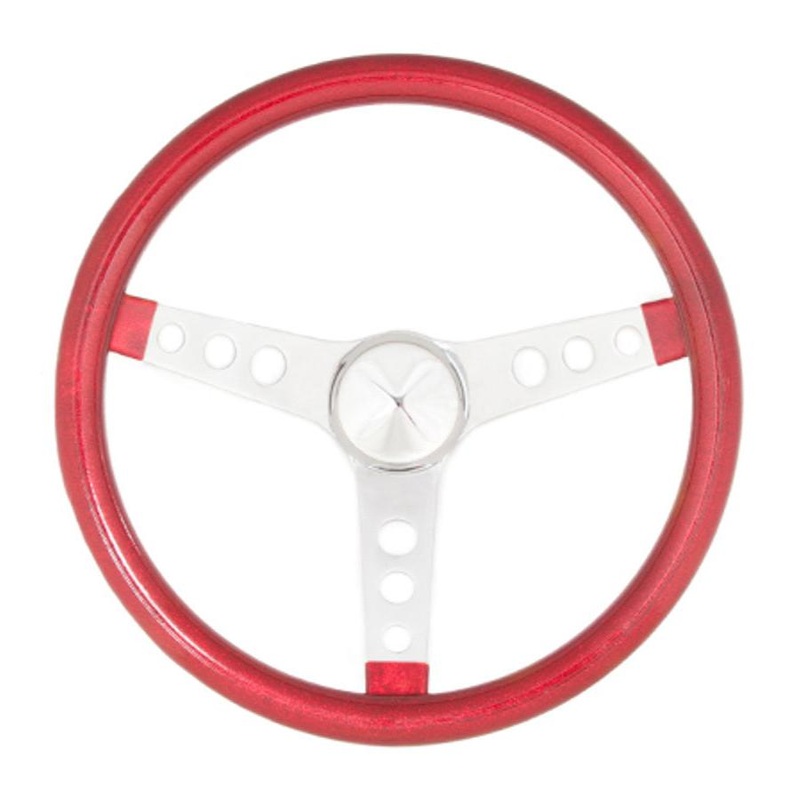Grant Metal Flake Steering Wheel, Red/Chrome 13.5