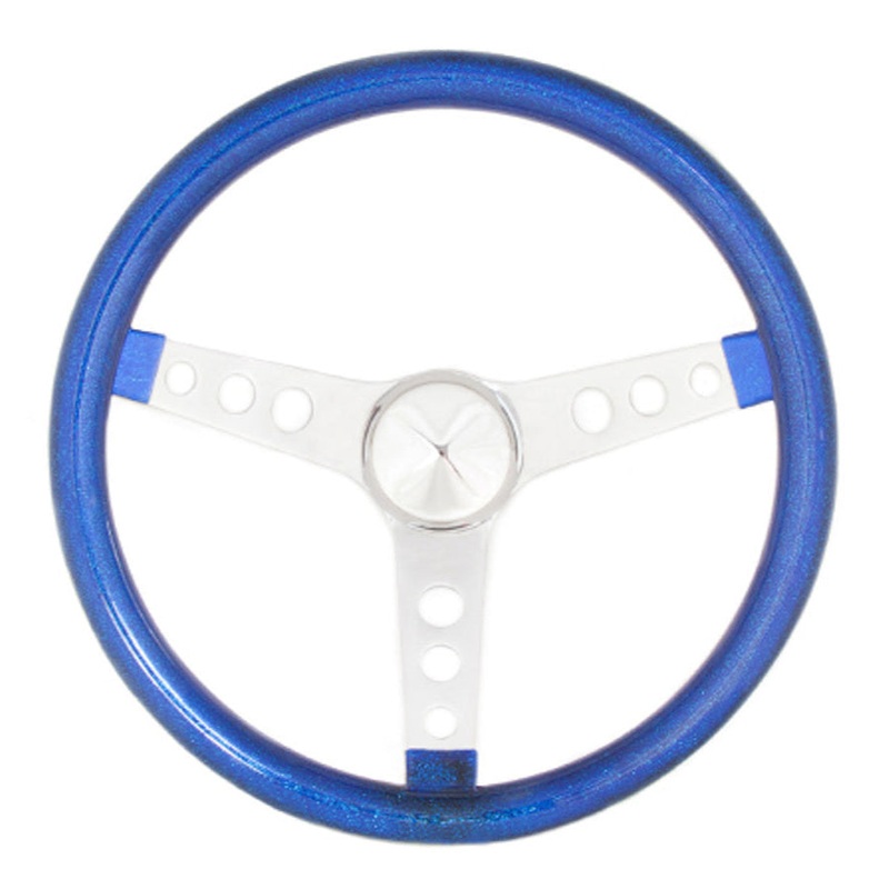 Grant Metal Flake Steering Wheel, Blue/Chrome 15