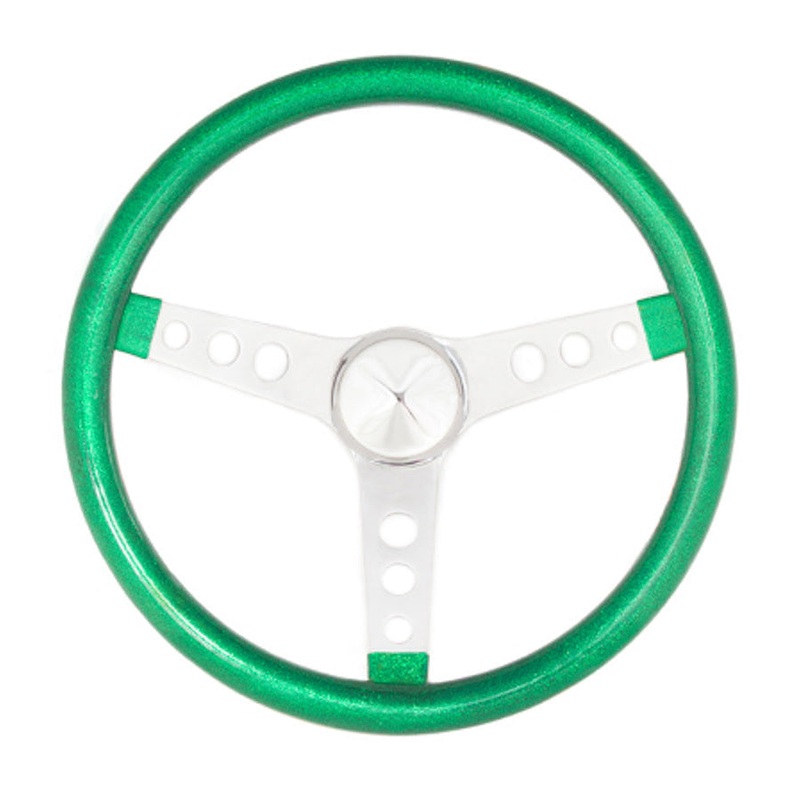 Grant Metal Flake Steering Wheel, Green/Chrome 15