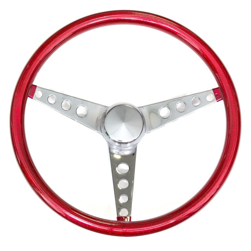 Grant Metal Flake Steering Wheel, Red/Chrome 15