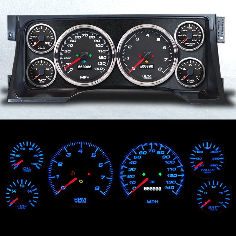 New Vintage Gauge Kit GM Truck 95-98 Performance II Black