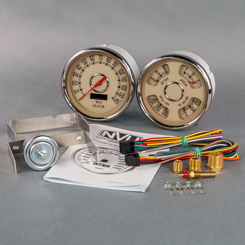 New Vintage Woodward 2 Gauge Kit 5 Speedo/Quad Beige