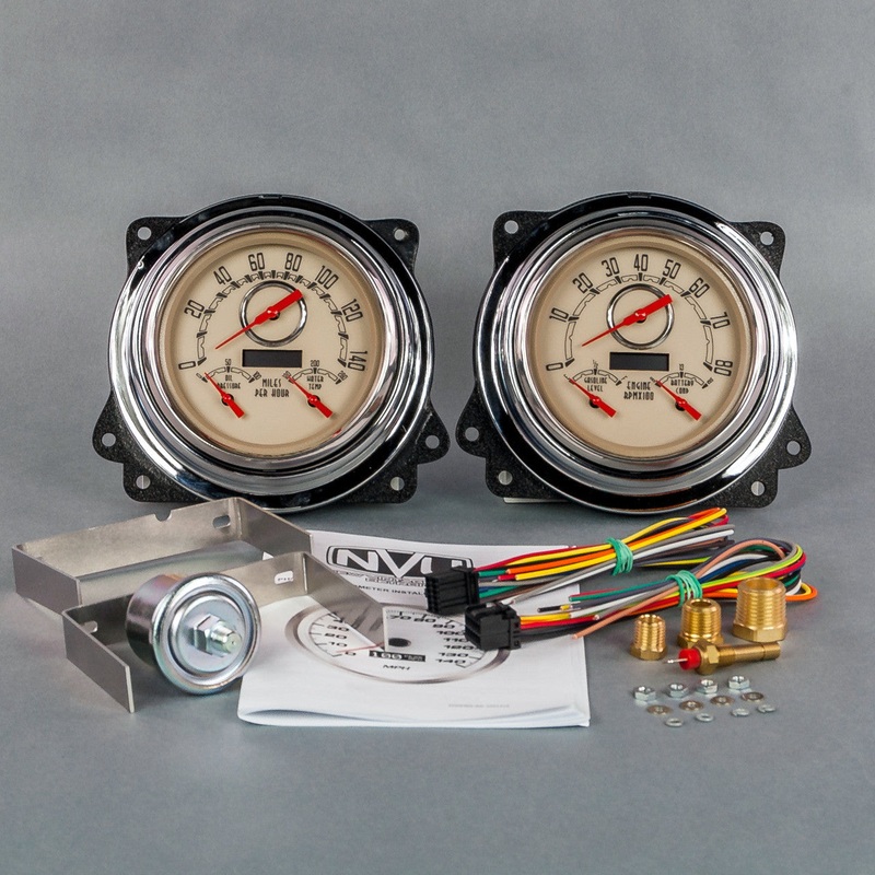 New Vintage Woodward 3-1 Gauge Kit 240 Fuel 47-53 Chevy/GMC Truck (Beige)