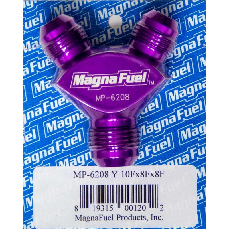 MagnaFuel Y-Fitting, 1 #10an Male & 2 #8an
